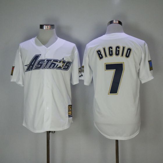 Men Houston Astros 7 Craig Biggio White Game 1981 MLB Jerseys